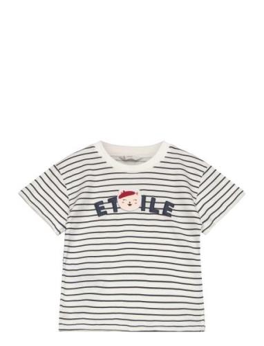 Mango Striped Cotton T-Shirt Vit