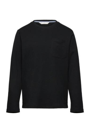 Mango Long Sleeve Cotton T-Shirt Svart