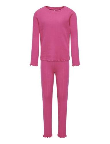 Kogmunte Loungewear L/S Pant Set Jrs Pyjamas Set Pink Kids Only