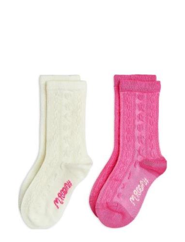 Textured 2-Pack Socks Sockor Strumpor Pink Mini Rodini