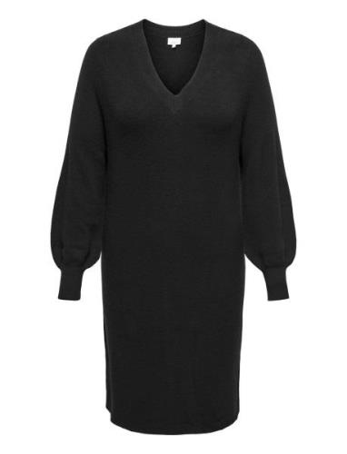 Carkatia Ls V-Neck Dress Knt Noos Knälång Klänning Black ONLY Carmakom...