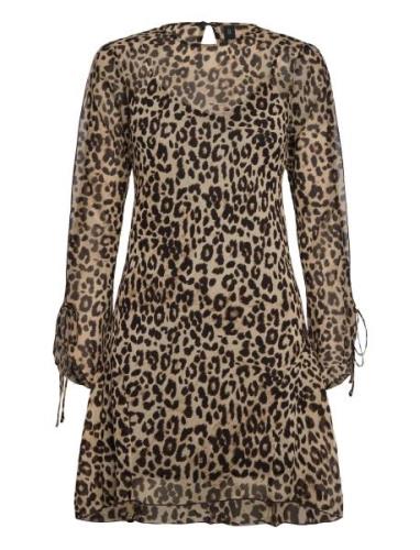 Short Leopard-Print Dress Kort Klänning Brown Mango