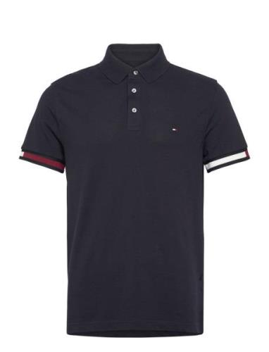 Flag Cuff Slim Fit Polo Tops Polos Short-sleeved Navy Tommy Hilfiger