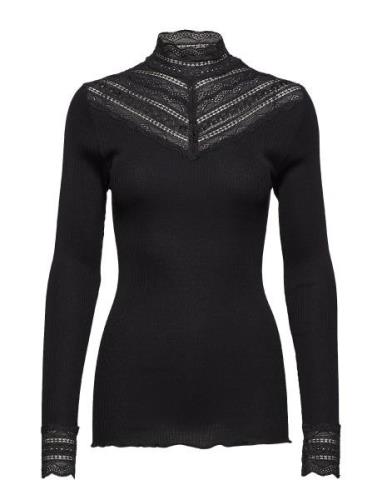 Rosemunde Silk T-Shirt W/ Lace Svart