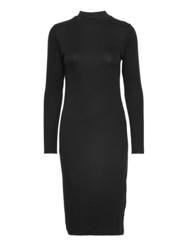 Krown Ls T-Neck Dress Knälång Klänning Black Modström