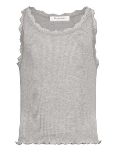 Rkbeatha Sl Top W/ Lace Tops T-shirts Sleeveless Grey Rosemunde Kids