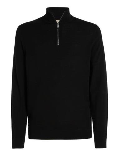 Merino Rws Zip Through Jacket Tops Knitwear Half Zip Jumpers Black Cal...