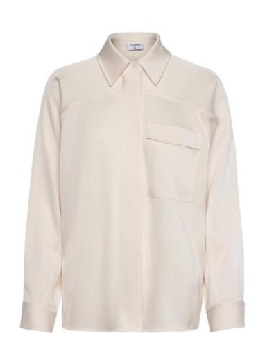 Shiny Pocket Blouse Tops Blouses Long-sleeved Cream Filippa K