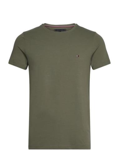 Stretch Slim Fit Tee Tops T-shirts Short-sleeved Green Tommy Hilfiger