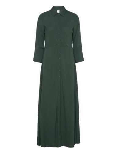 Yassavanna Long Shirt Dress S. Maxiklänning Festklänning Green YAS