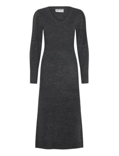 Vmangalina Ls V-Neck 7/8 Knit Dress Vma Maxiklänning Festklänning Grey...