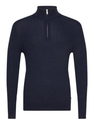 Mamason Sz Cabel Tops Knitwear Half Zip Jumpers Navy Matinique