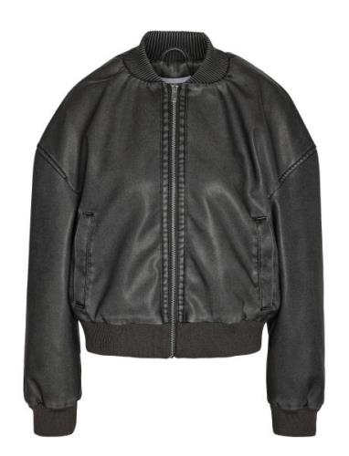 Nmdixie Pu L/S Washed Bomber Jacket Läderjacka Skinnjacka Black NOISY ...