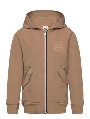 Hooded Cardigan Tops Sweat-shirts & Hoodies Hoodies Brown BOSS