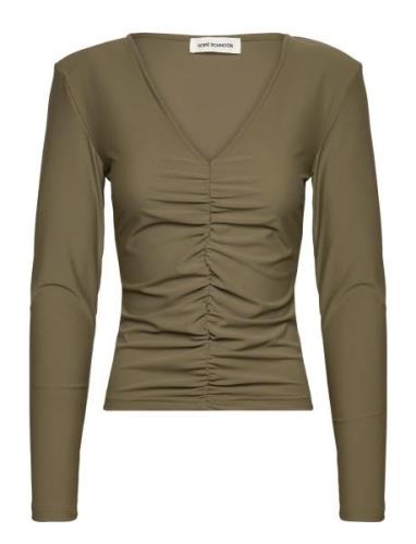 Blouse Tops Blouses Long-sleeved Khaki Green Sofie Schnoor