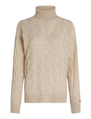 Tommy Hilfiger Soft Wool Cable Roll-Nk Sweater Kräm