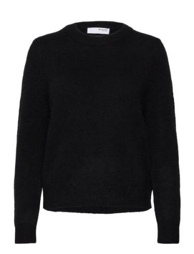 Slfsia Ras Ls Knit O-Neck Noos Tops Knitwear Jumpers Black Selected Fe...