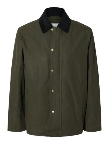 Slhwalter Waxed Cotton Jkt Noos Tunn Jacka Khaki Green Selected Homme