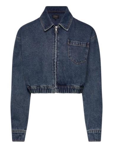 Crop Bomber Denim Jacket Jeansjacka Denimjacka Blue Bardot