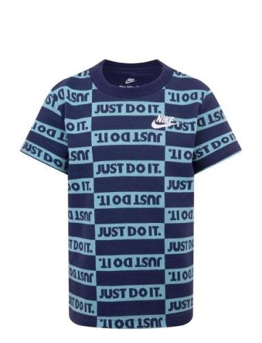 Nike Printed Tee Tops T-shirts Short-sleeved Navy Nike