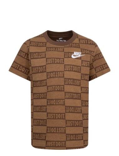 Nike Printed Tee Tops T-shirts Short-sleeved Brown Nike