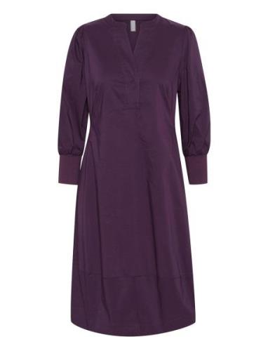 Cuantoinett 3/4 Sleeve Dress Knälång Klänning Purple Culture