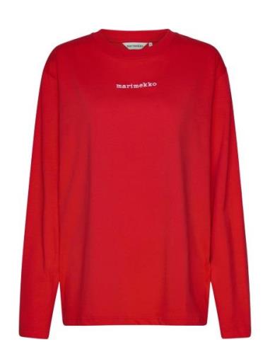 Biitti Logo Placement Tops T-shirts & Tops Long-sleeved Red Marimekko