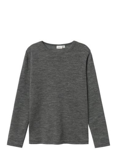 Name It Nkmwang Wool Rib Ls Top Grå