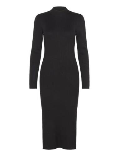 Vmlynzi Ls Calf Knit Dress Vma Noos Knälång Klänning Black Vero Moda