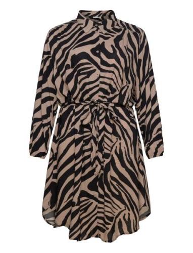 Carzalika Life L/S Blk Shirt Dress Aop Knälång Klänning Brown ONLY Car...