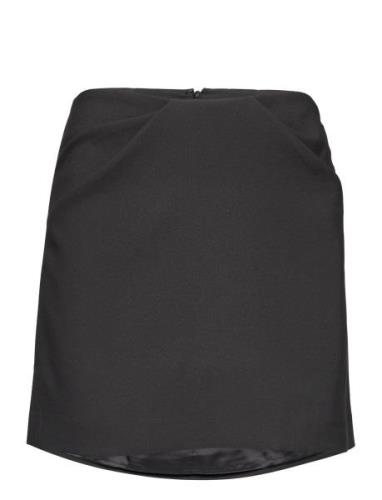 Pleat Miniskirt Kort Kjol Black Mango