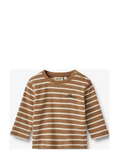 T-Shirt L/S Dustin Tops T-shirts Long-sleeved T-shirts Brown Wheat