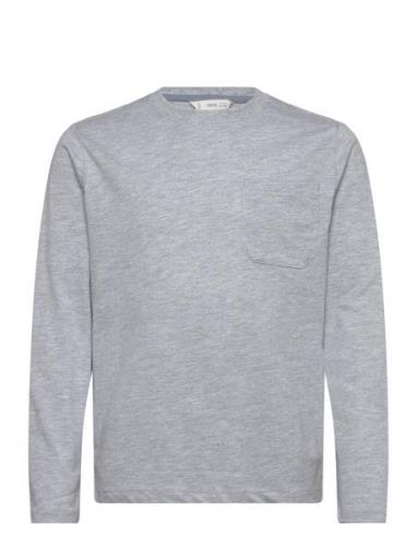 Mango Long Sleeve Cotton T-Shirt Grå