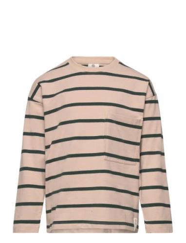 T-Shirt Ls Stripe Tops T-shirts Long-sleeved T-shirts Beige En Fant