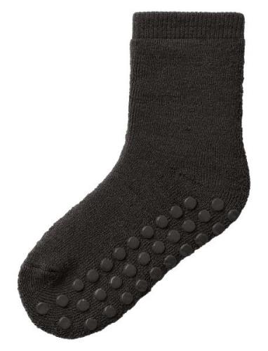 Nmmwaksi Wo/Bl Terry Sock W/Non Skid Sockor Strumpor Black Name It