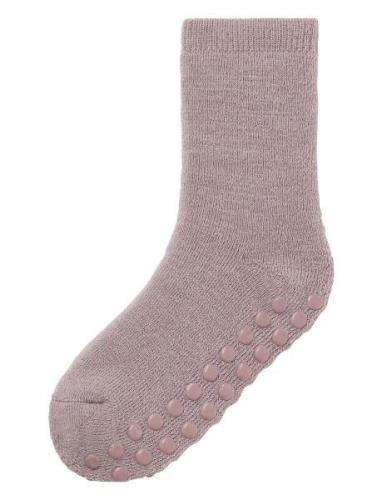 Nmfwaksi Wo/Bl Terry Sock W/Non Skid Sockor Strumpor Pink Name It