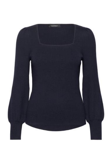 Lauren Ralph Lauren Rib-Knit Puff-Sleeve Sweater Marinblå