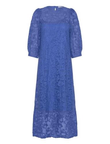 Msdaley Midi Lace Dress Knälång Klänning Blue Minus