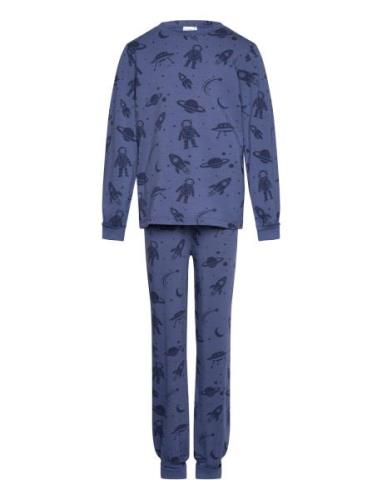 Two Piece Pyjamas Blue Astronaut Pyjamas Set Blue Geggamoja