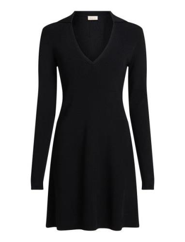 V-Neck Rayon Sweater Dress Kort Klänning Black Calvin Klein Jeans