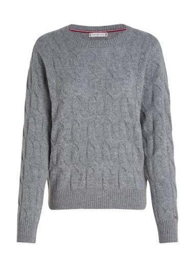 Soft Wool Cable C-Nk Tops Knitwear Jumpers Grey Tommy Hilfiger