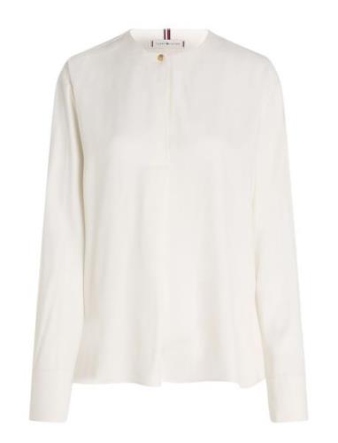 Fluid Viscose V-Neck Rlxd Blouse Tops Blouses Long-sleeved White Tommy...