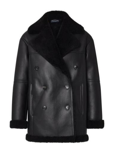 Daniella Faux Shearling Coat Läderjacka Skinnjacka Black Lexington Clo...