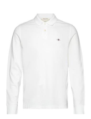 Reg Shield Ls Pique Polo Tops Polos Long-sleeved White GANT