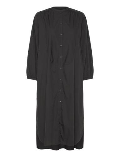 Lauren Shirtdress Poplin Knälång Klänning Black Moshi Moshi Mind