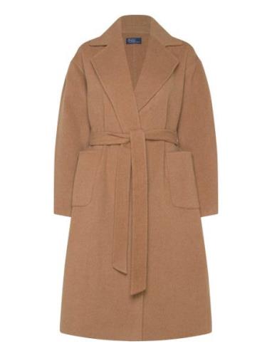 Double-Faced Wool Wrap Coat Outerwear Coats Winter Coats Beige Polo Ra...