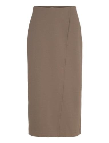 Slbea Skirt Knälång Kjol Brown Soaked In Luxury