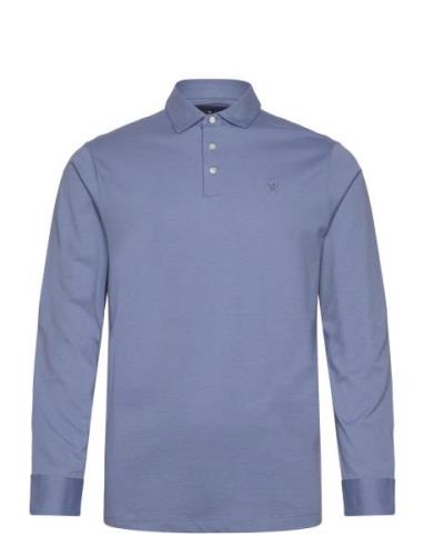 Pima Cotton Polo Ls Tops Polos Long-sleeved Blue Hackett London