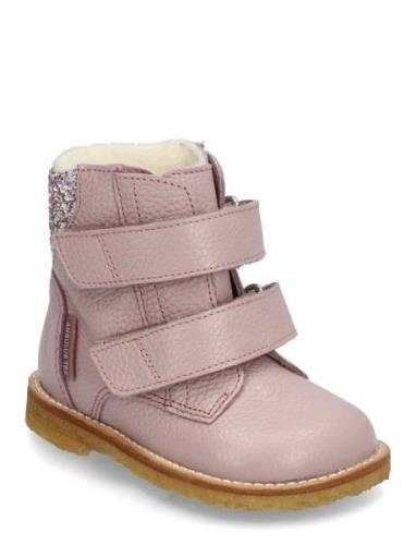 Boots - Flat - With Velcro Vinterkängor Med Kardborreband Pink ANGULUS