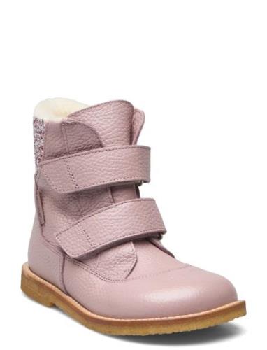 Boots - Flat - With Velcro Vinterkängor Med Kardborreband Pink ANGULUS